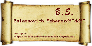 Balassovich Seherezádé névjegykártya